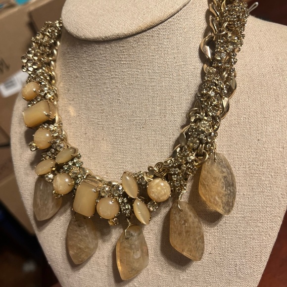 Stella & Dot Jacqueline Statement Necklace RRP$228 Crystal Gold tone VTG rare - Picture 4 of 11